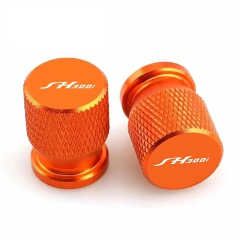 Bouchons de valve pour moto Honda SH 300 et SH300I en finition alu CNC orange