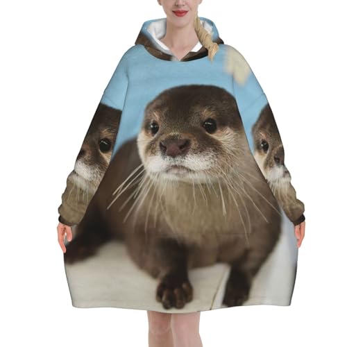 Plaid sweat loutre EdWal couverture à capuche anti froid pour maison