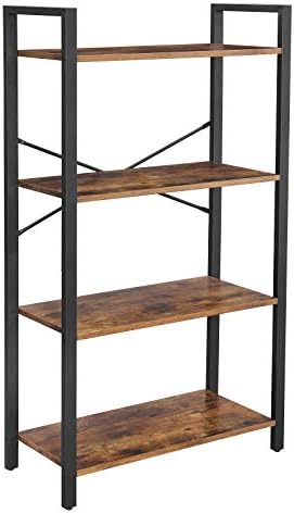 VASAGLE Bookshelf, 4-Tier Shelving Unit, Bookcase, Book Shelf, 11.8 x 25.9 x 47.2 Inches, Rustic Brown + Black