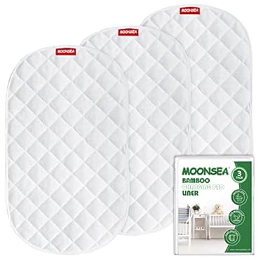 AMAZON - Changing Pad Liner Bassinet Liner Waterproof, Warm On Baby’s Back Bamboo Terry Thick Cushion 3 Count (15″X26.5″, White), Washable and Reusable Changing Mats, Bassinet Mattress Pad Liner