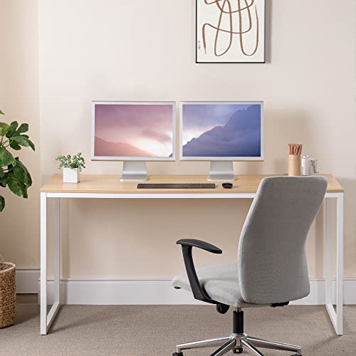Image of ZINUS Jennifer 63 Inch White Frame Desk, Computer Workstation, Office Desk, Easy Assembly, Natural