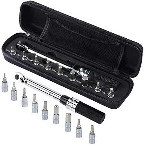 Aussel 1/4 Inch Torque Wrench Set, 1-25Nm Torque Wrench Socket Kit, Ratchet Socket Spanner Set, Multi Precision Repair Tool Maintenance Kit for Bike Motorcycle Car Home DIY Repair Cover