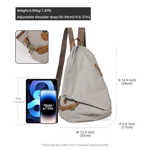 Image of KL928 Canvas Vintage Backpack - Large Casual Daypack Outdoor Travel Rucksack Hiking Backpacks for Men Women