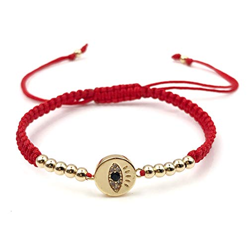 Lucky Evil Eye Charm Hand-Woven Adjustable String Bracelet for Women Protection