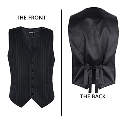 Alizeal Mens Pinstripe Business Suit Vest Formal Dress Tuxedo Waistcoat4