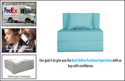 Image of Adorn India Easy 2 Seater Sofa Cum Bed Alyn 3'x 6' (Aqua Blue) (1 Year Warranty)