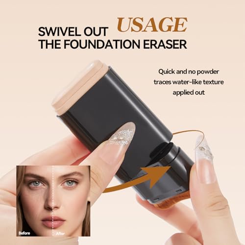 Foundation Stick 2 in 1 Dual-Ended Concealer Stick Soft & Lightweight, Face Contouring foundation with Brush Skin-Friendly, Evens Tone for a Smooth, Delicate Makeup Look 01Natural Color - Thumbnail 4