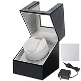 MAOPINER Single Automatic Watch Winder with Japanese Mabuchi Quiet Motor, Black Leather Watch Displa