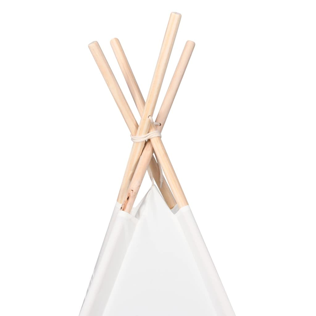 Teepee Zelt Weiß mit Stoff und Plastik 120 x 120 x 150 cm, leichtes Spielzelt für Kinderzimmer und Garten, tragbar und faltbar, ideal für drinnen und draußen