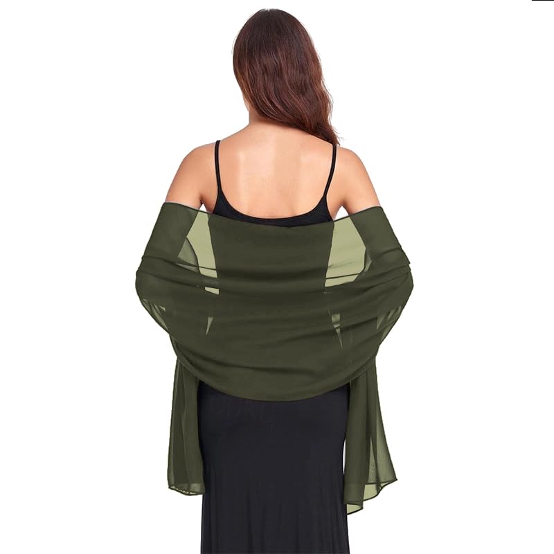 Van Der Rich ® - Étole en Mousseline de Soie Foulard Châle Léger - Femme (128-Kaki)