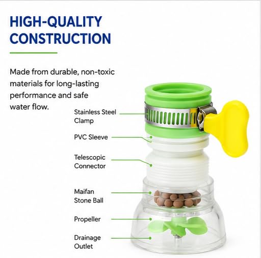 Image of 360 Rotating Faucet Splash Filter Tap Extension with Maifan Stone Beads | Water Saving Faucet Aerator | Anti-Splash Universal Sink Tap Attachment for Kitchen & Bathroom