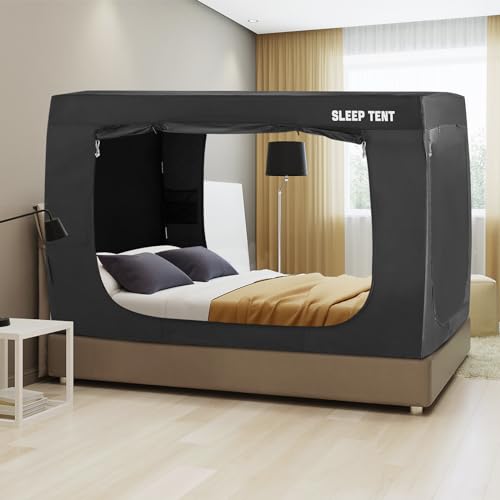 BORNA Bed Tent Bed Canopy Full Size for Adult and Kids,Portable Sleeping Tents Dream Tents Indoor for Kids and Adult, Breathable Privacy Space on Bed with Three Doors (Mattress Not Included)