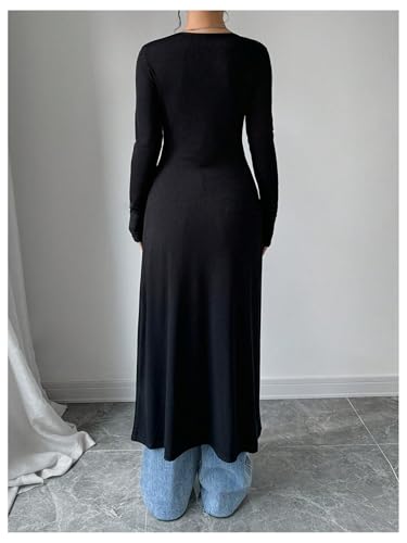 WDIRARA Women's Button Down Long Cardigan V Neck Slit Ribbed Knit Sweater Casual Going Out Tops2