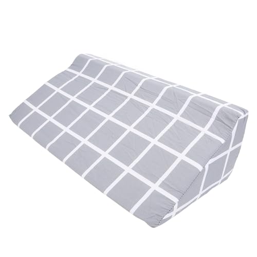Body Positioning Wedge Pillow, High Density Foam Bed Wedge Pillow Triangle Shaped Concealed Zipper for Long Term Bedridden Patients Seniors Pregnant Women Grey Plaid