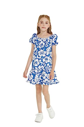 Girl Hawaiian Simple Muumuu Dress in Classic Hibiscus