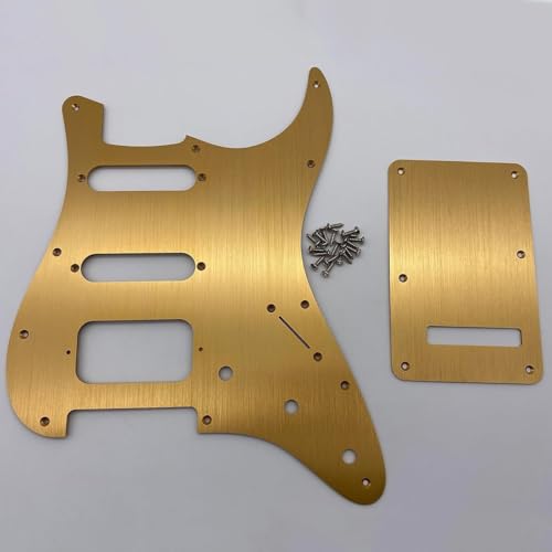 SSH 11 Hole Strat Electric Guitar Pickguard and BackPlate Gold Aluminum Anodized Modern Style for Fender US/Mexico Made Standard Stratocaster Modern Style Guitar Parts