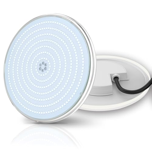 OSREE 35W LED Piscina PAR56 Ultrapiatto, Lampada Piscina 3500lm Non Dimmerabile, Luce Piscina Impermeabile IP68 Riempito di Resina per Piscinas Interrate e Cemento, 12V AC/DC, Bianca Fredda