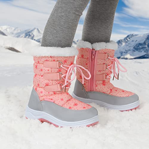 Apakowa FXJFSZK-H8322-PINK-33 Kids Girls Insulated Fur Winter Warm Snow Boots (Toddler/Little Kid) (Color : Pink thumb #5