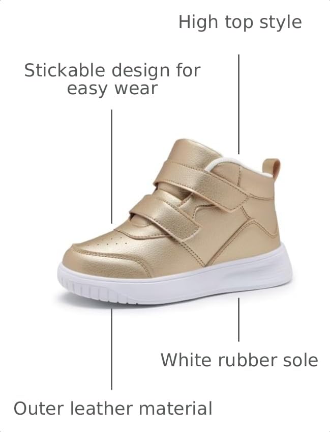 Image of Boys Girls Sneakers for Kids High Top Casual Lightweight Classic Adjustable Strap Dual Hook and Loops Running Shoes