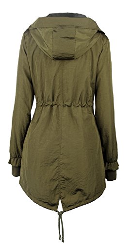 iLoveSIA Rain Coat Women's Hooded Windbreakers Waterproof Rain Jacket with Pockets, Olive Green, US 14