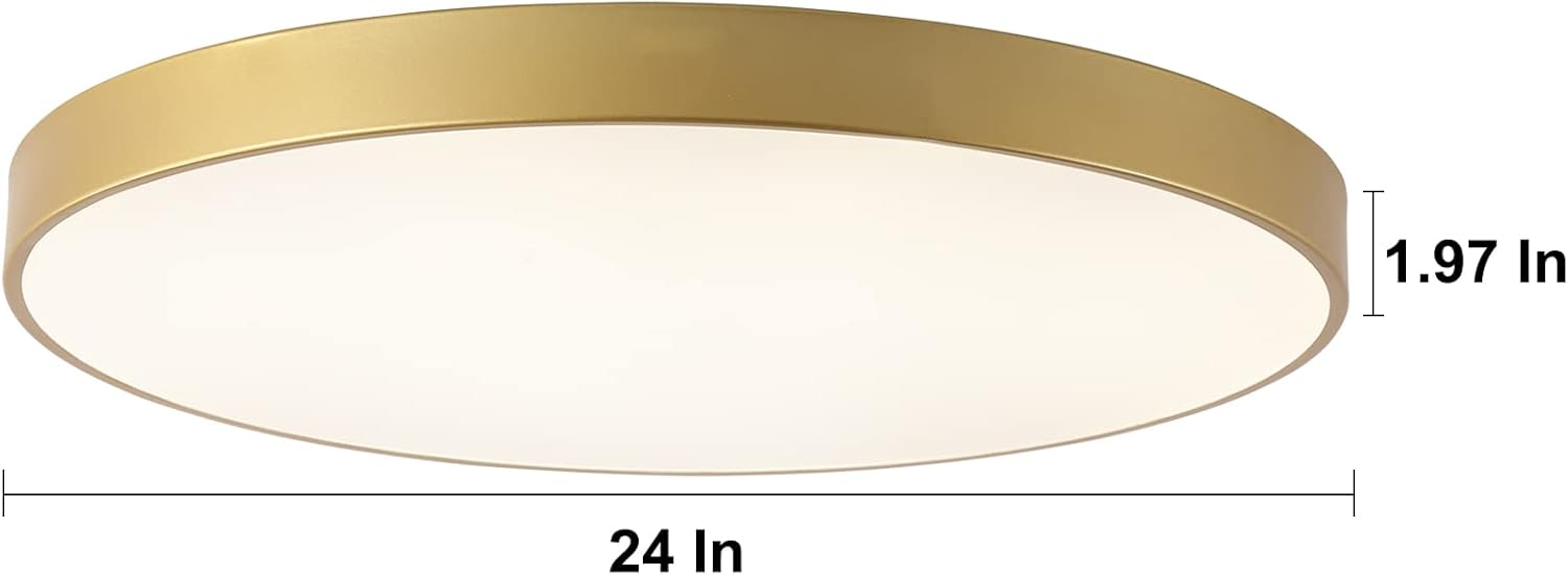 cotulin 24 inch large gold round led flush mount ceiling light, modern 3000k/4000k/5000k temperatures adjustable 40w ceiling lighting fixture for bedroom living room kitchen hallway