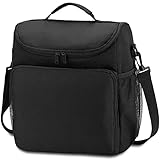 MAXTOP 17L Kühltasche Gross Lunch-Tasche für Männer Frauen Lebensmittel Kalt Oder Heiß Halten Isoliertasche Picknicktasche Mit Verstellbarem Schultergurt sehr Geeignet Für Büro picknick (Schwarz,L)