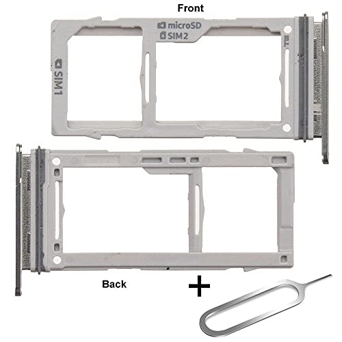 Lnonls Dual Sim Card Tray Slot Holder Replacement For Samsung Galaxy S10 G973 / S10 Plus G975 Sim Card Tray With Open Eject Pin (All Carriers) (Silver) #TOP1