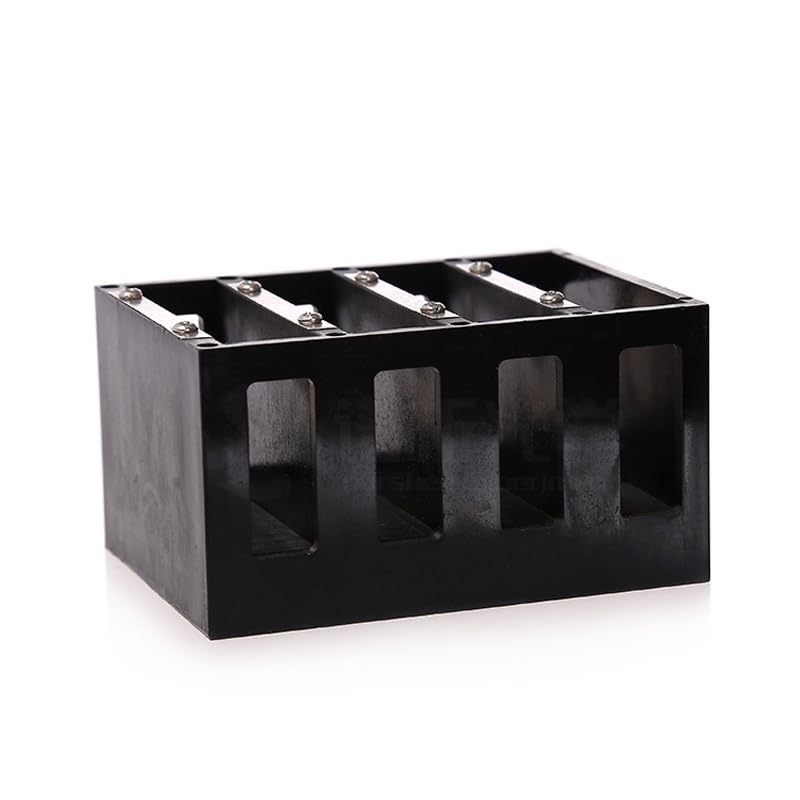 Soporte for cubetas de vidrio de 50 mm - Estante de cuatro posiciones for uso en laboratorio, estante fijo de plástico negro