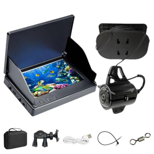 Buscador portátil de profundidad de peces de mano 1080P LCD de 4.3 pulgadas, buscador de peces subacuático 220°, visión nocturna con pesca