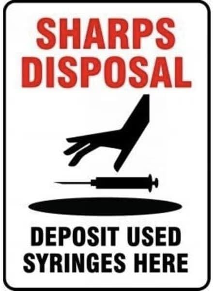 SAFETY SIGN SHARPS DISPOSAL, Mfr: MBHZ519XL-A