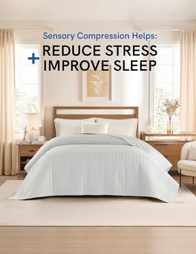 YnM Exclusive Cooling Weighted Blanket with Bamboo Viscose, Smallest Compartments with Glass Beads, Bed Blanket for One Person of 140lbs, Ideal for Twin/Full Bed (48x72 Inches, 15 Pounds, Light Grey) - Image 4