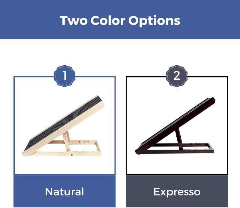 Miniatura 4 de AlphaPaw - Rampa de madera natural original para perros pequeños y grandes, no requiere montaje, rampa para mascotas de altura ajustable para cama,