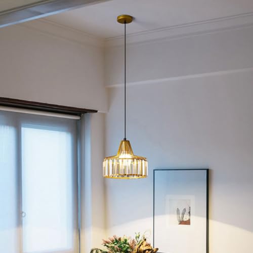 Lámpara colgante retro para cocina y sala de estar con diseño industrial ajustable de cristal