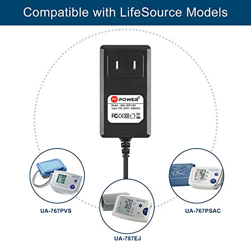 PKPOWER AC Adapter for LifeSource UA-767 787 and 774 Series Digital Blood Pressure Monitor Plus Parts: TB:233 TB233 TB-233 TB:181 TB181 TB-181 - Image 5