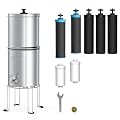 Alkaline Waterdrop Gravity-fed Water Filter System, Increase PH, Reduces Fluoride and up to 99% of Chlorine, with 7 Filters and Metal Spigot, King Tank Series, 2.25G