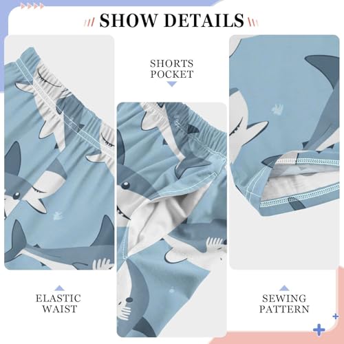 Cute Cartoon Sharks Vector Boys Pants Girl Sleep Pants Long Trousers Elastic Waist Lounge Bottoms S4