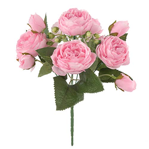 SPORTARC Bouquet de pivoines artificielles en soie 9 têtes - Rose Cover