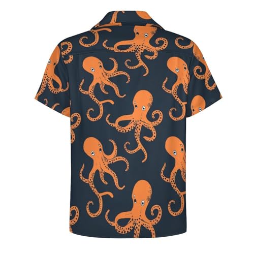 Men's Vintage Hawaiian Shirts Octopus Print Button Down Short Sleeve Shirts Casual Cuban Collar Shirt4