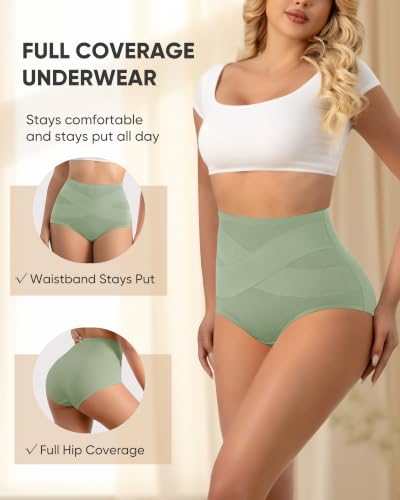 Image of Women's Cotton Underwear High Waisted Post Partum Soft Panties 4 Pack