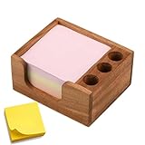 Portablocco per appunti – Portaoggetti per blocco note da scrivania in legno con 3 fori per penne | Porta memo per scrivania bambini ragazzi ragazze adolescenti adulti donne uomini camere da Den