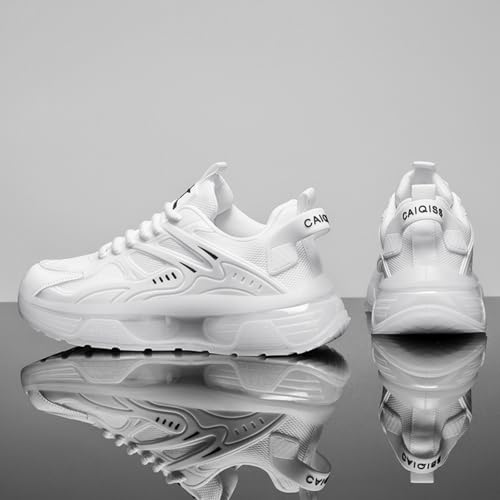 Image of Men's Chunky Sneakers: Mesh Breathable Upper, Air Cushion Sole, Sleek Structural Detailing-Trendy Casual Style for Daily Wear, Street Outfits & Urban Fashion Ensembles