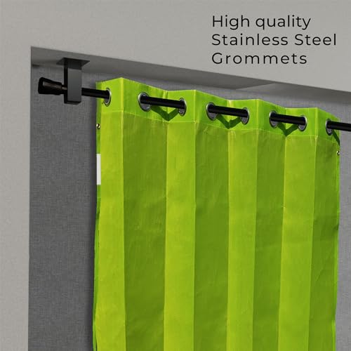 Image of HIPPO Heavy Duty Waterproof Outdoor Curtain 260 GSM - HDPE Coated Light Filtering Curtain for Lawn, Garden, Patio, Balcony & Hotel Outdoor Areas (4 Feet X 10 Feet, 2IN1 Lime-Grass, 2 PC)