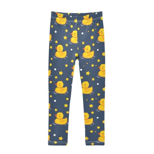 Cute Duck Stars Girls Leggings Soft Stretch Workout Yoga Dance Pants for Kids Casual Tights