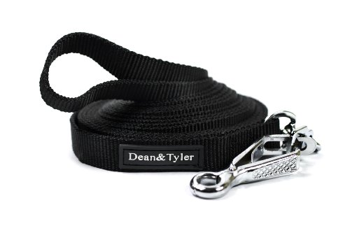 Dean & Tyler Double Ply Nylon Dog Leash with Herm Sprenger Hardware, 75-Feet by 3/4-Inch, Black