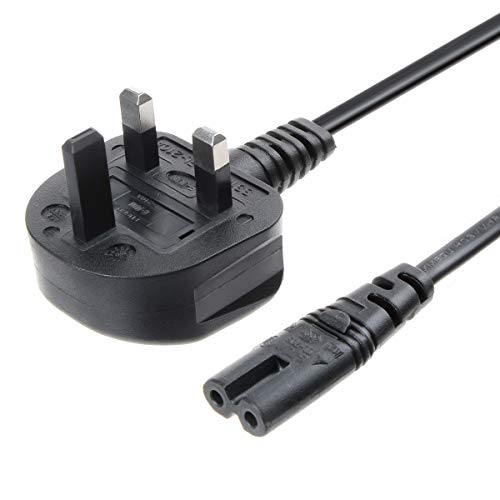 Vseer 2M Uk Ac Power Cable (Iec320-C7 To Bs1363), Universal Uk Plug 2- Slot Printer Power Cord Cable, Non-Polarized Figure 8 Power Lead (6Ft) #TOP23