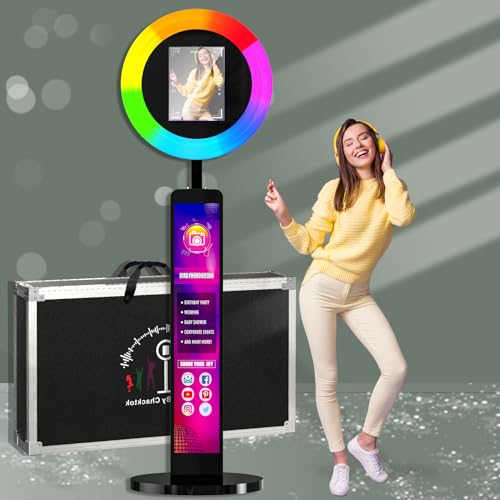 Photo Booth Stand for ipad with Ring Light Software APP Remote Control and Flight Case Package Portable Photo Booth Machines for Photobooth Restaurant Party Rental Equipment…