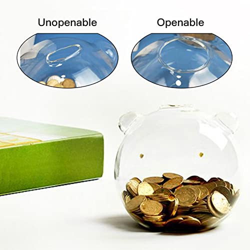 Wayuto Clear Bear Piggy Bank Coin Ball Box Simple Unopenable Saving Money Cash Bills Breakable Glass Jar Adults Kids Adorable Decorative Birthday Festival Financial Management Unique Gold Eyes Gift #TOP5