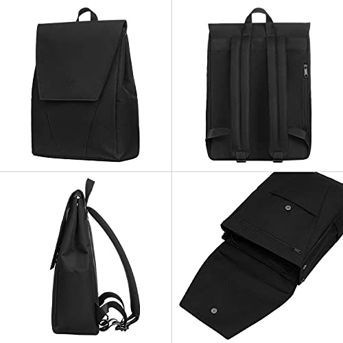 MAH Young Polyester Backpack, 14-inch Laptop Compatible, Gray Paint, Multi-Pocket Design for Work School Travel (Black)2