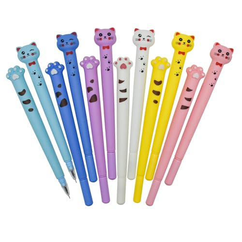 Pack 12 bolígrafos de gel con diseño de gato miniatura 1
