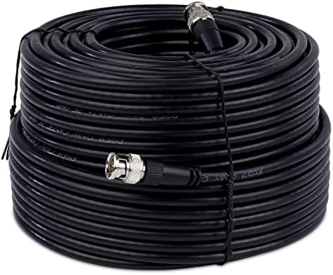 SSL Satellites 20 Meter Black BNC to BNC CCTV Coaxial Video Cable Lead Extension Indoor/Outdoor Male to Male Plug Camera DVR Kit